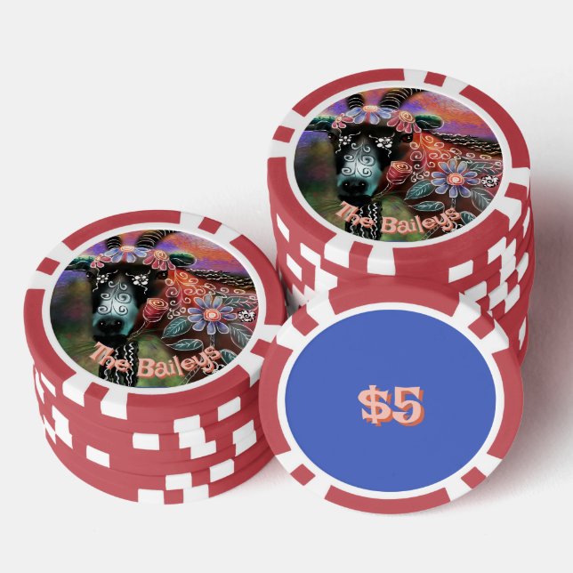 Fichas De Póquer Granja de cabra floral caprina caprina capilar cap (Pila)