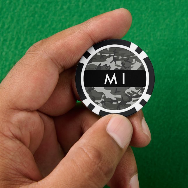 Fichas De Póquer Gray Camouflage Pattern, Your name, Personalize (Mano)