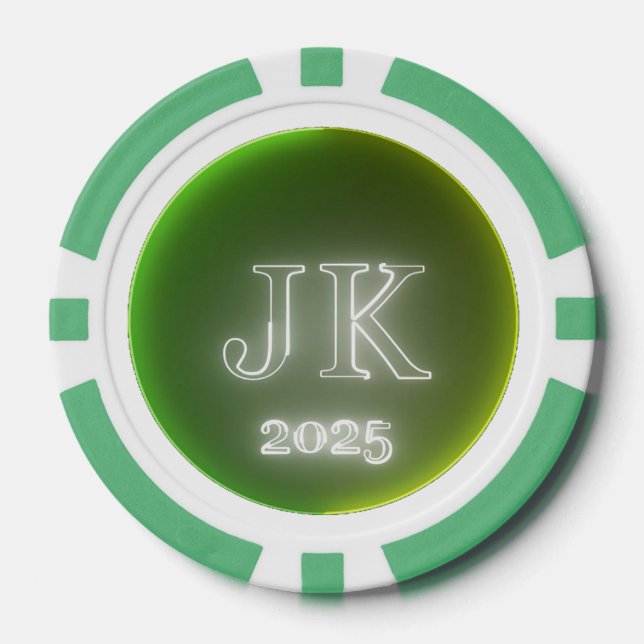 Fichas De Póquer Green Yellow Poker Chip JK 2025 (Anverso)