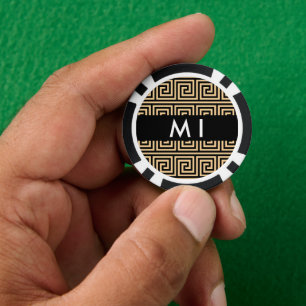 Fichas De Póquer Griego Meander Key Brown, Tu Nombre, Personalizar