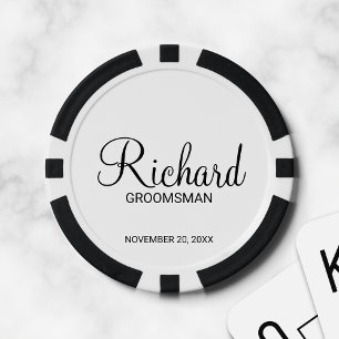 Fichas De Póquer Groomsman personalizado con guión moderno