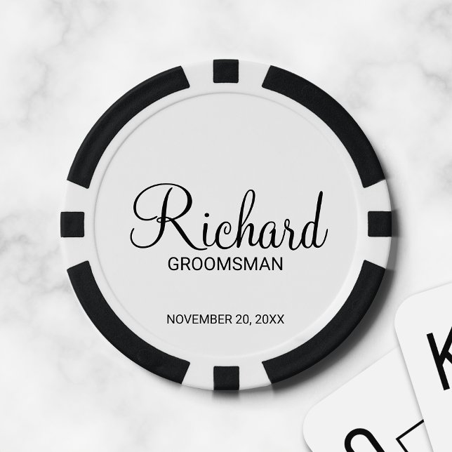 Fichas De Póquer Groomsman personalizado con guión moderno (Subido por el creador)