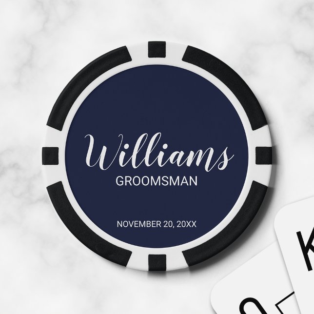 Fichas De Póquer Groomsman personalizado con guión moderno (Subido por el creador)