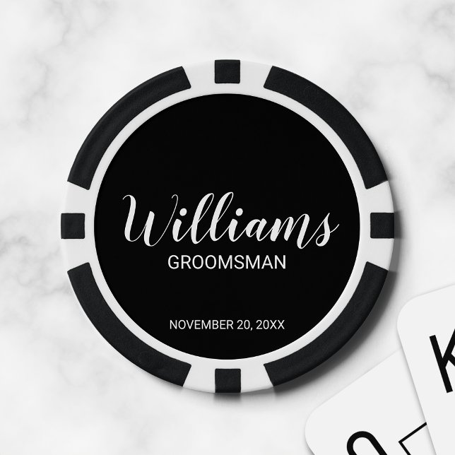 Fichas De Póquer Groomsman personalizado con guión moderno (Subido por el creador)
