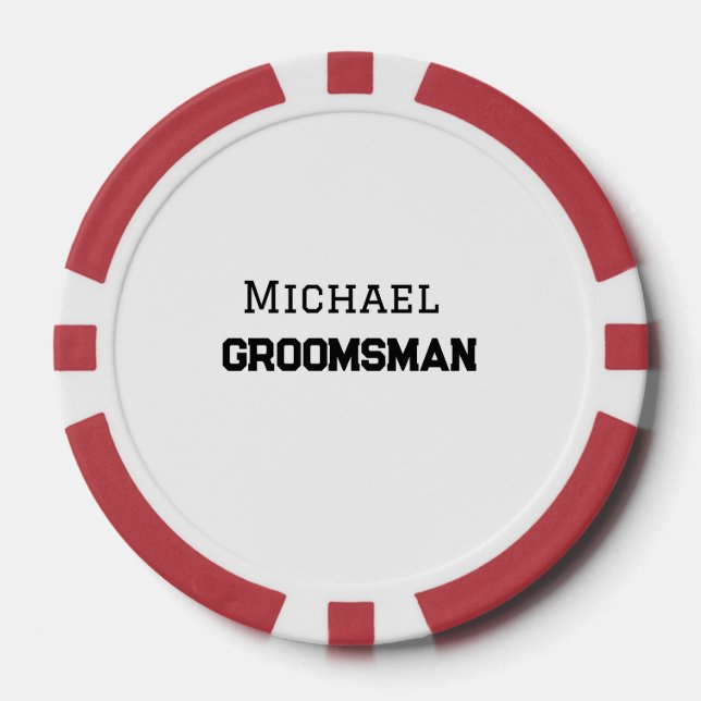 Fichas De Póquer Groomsman simple mínimo añadir nombre masculino mo (Anverso)