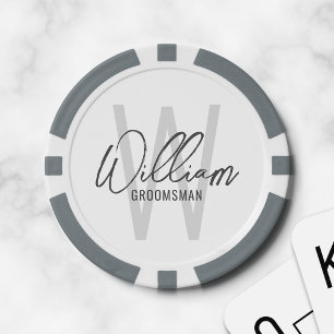 Fichas De Póquer Groomsmen personalizado de escritura moderna