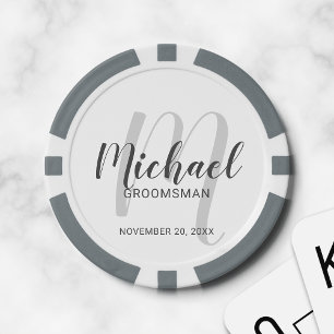 Fichas De Póquer Groomsmen personalizado de escritura moderna