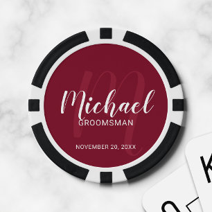 Fichas De Póquer Groomsmen personalizado de escritura moderna de Bo