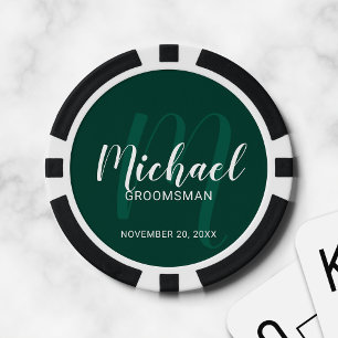 Fichas De Póquer Groomsmen personalizados con escritura moderna de