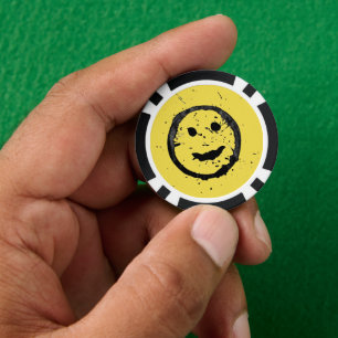Fichas De Póquer Guay Seted Happy Sonriente patrón de cara amarillo