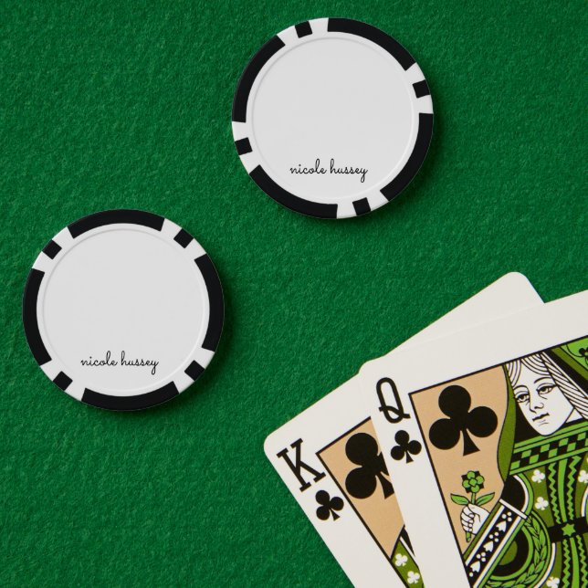Fichas De Póquer Guión blanco | Monograma moderno con estilo (Mesa de Poker (Doble))