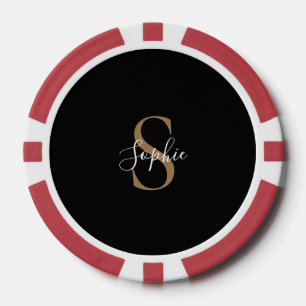 Fichas De Póquer Guión de monograma personalizado elegante personal