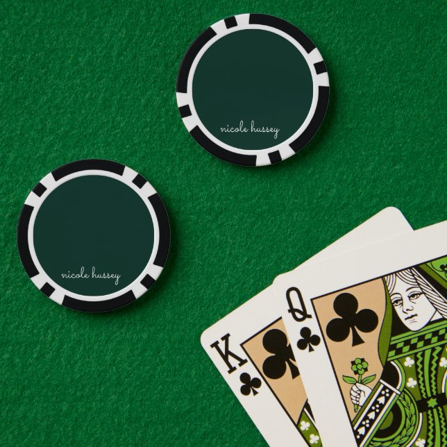 Fichas De Póquer Guión verde de emergencia | Monograma moderno con  (Mesa de Poker (Doble))