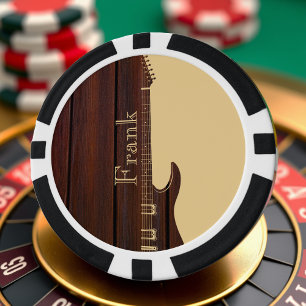 Fichas De Póquer Guitarra con nombre de bloque de color rojo de mad