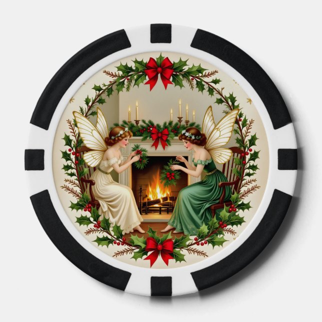 Fichas De Póquer Hadas Victorianas Espíritu de Navidad (Anverso)