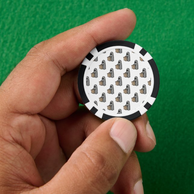 Fichas De Póquer Halloween, Gris Fantasma, Truco O Tratamiento, Boo (Mano)