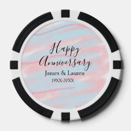 Fichas De Póquer Happy anniversary wedding name date year pastel