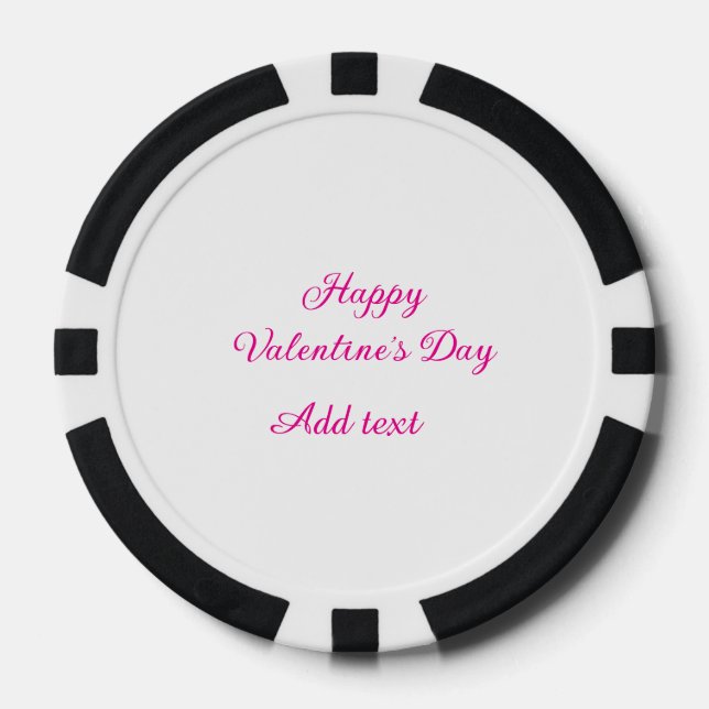 Fichas De Póquer Happy Valentine's day pink text name message (Anverso)