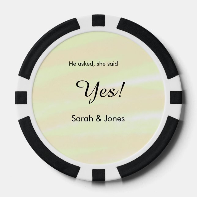 Fichas De Póquer He asked she said yes engagement yellow pastel  (Anverso)
