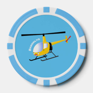 Fichas De Póquer Helicóptero de personalizado alegre amarillo lindo