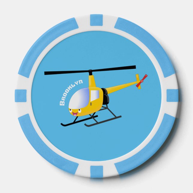 Fichas De Póquer Helicóptero de personalizado alegre amarillo lindo (Anverso)