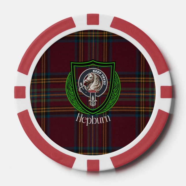 Fichas De Póquer Hepburn Scottish Clan Tartan & Crest (Anverso)
