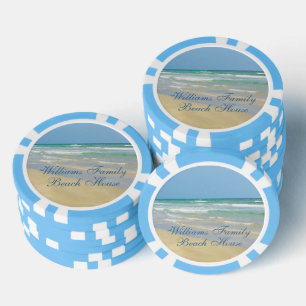 Fichas De Póquer Hermosa Casa de Playa Fiesta Costera Personalizada