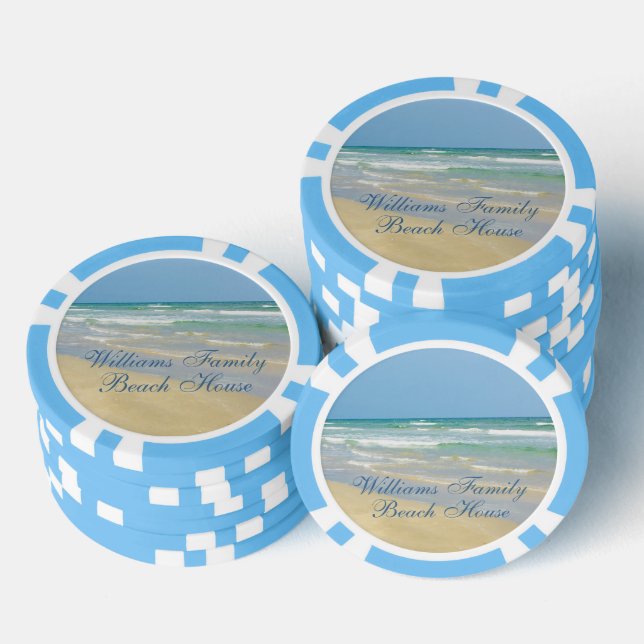 Fichas De Póquer Hermosa Casa de Playa Fiesta Costera Personalizada (Pila)