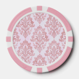 Fichas De Póquer Hermoso patrón victoriano de damasco en rosa agua