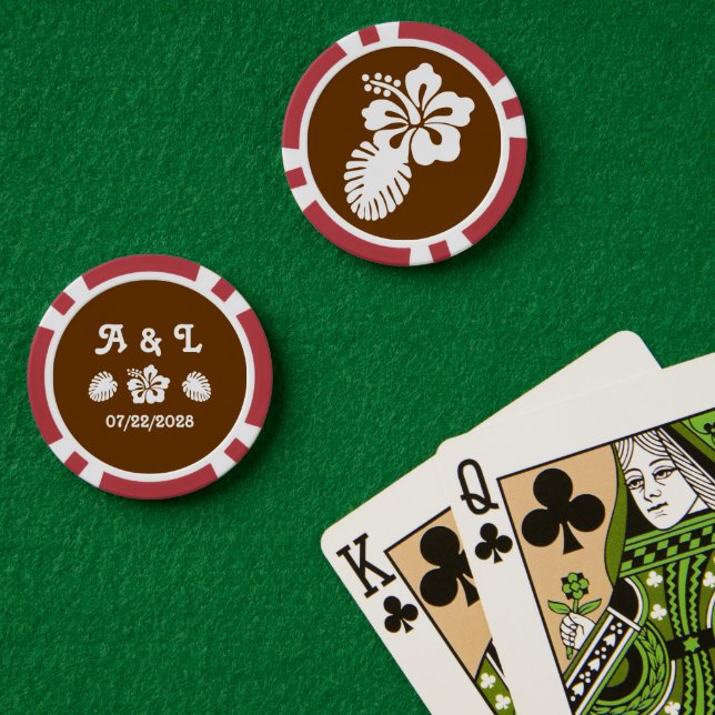 Fichas De Póquer Hibisco tropical en chocolate (Mesa de Poker (Doble))