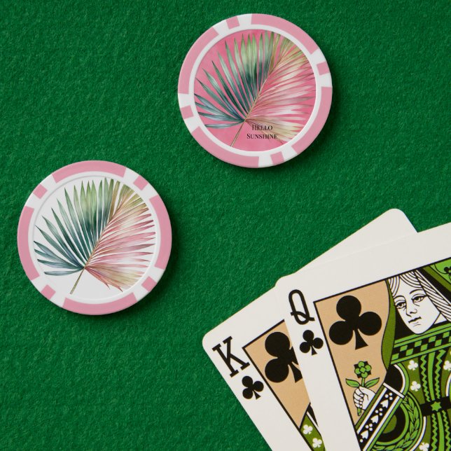 Fichas De Póquer Hoja Tropical Rosa Verde (Mesa de Poker (Doble))