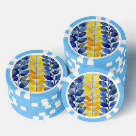 Fichas De Póquer Hojas amarillas y azules