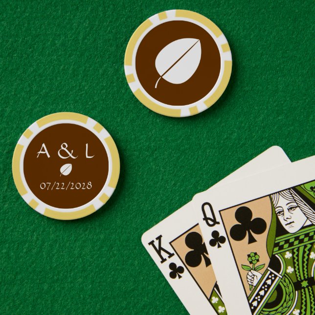 Fichas De Póquer Hojas de otoño en el chocolate (Mesa de Poker (Doble))
