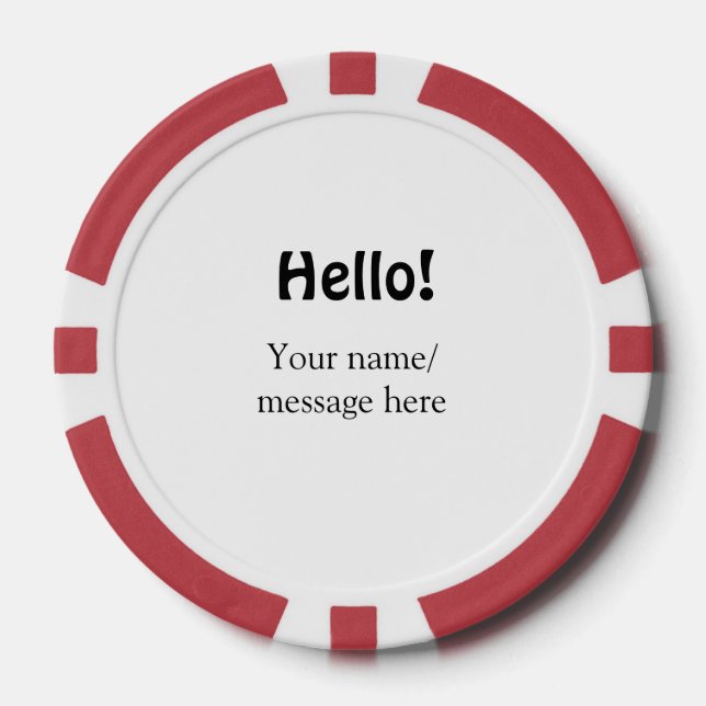 Fichas De Póquer Hola agregar mensaje de nombre simple mínimo tem d (Anverso)