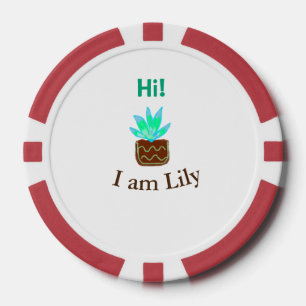 Fichas De Póquer Hola soy Lily cactus succulum añadir nombre acuare