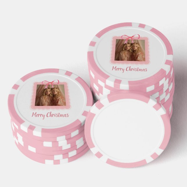 Fichas De Póquer Holiday Poker Chip – Family Photo with Pink Bow (Pila)