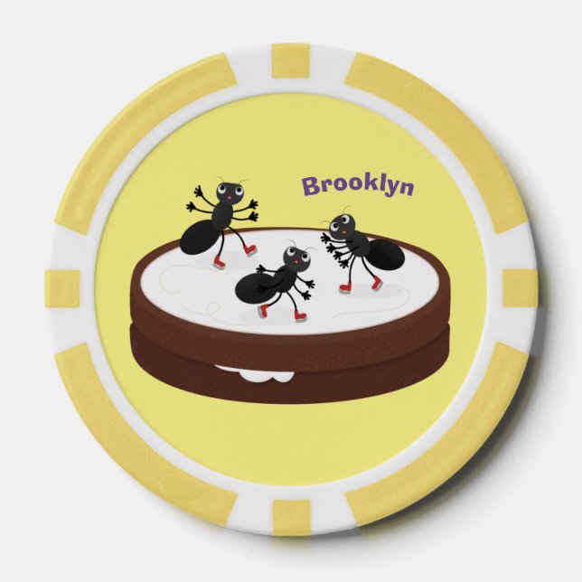 Fichas De Póquer Hormigas felices patinando hielo en personalizado  (Anverso)