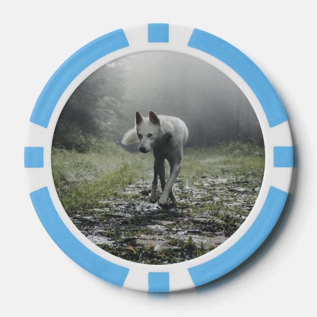 Fichas De Póquer Husky Siberiano Blanco (Anverso)