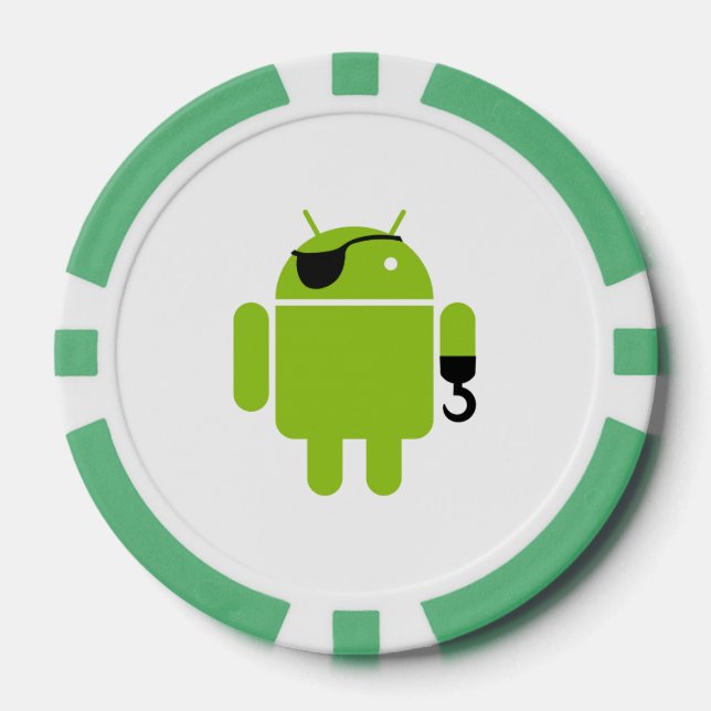 Fichas De Póquer Icono de Robot Android como pirata (Anverso)