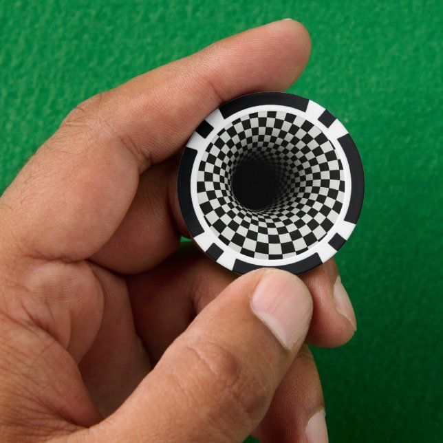 Fichas De Póquer Ilusión óptica de túnel en blanco y negro (Mano)