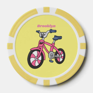 Fichas De Póquer Ilustración de dibujos animados de bicicleta rosa