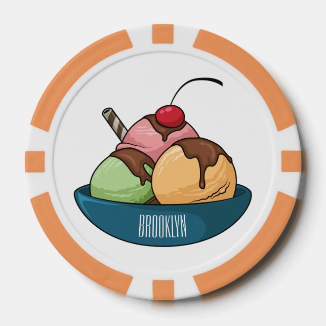 Fichas De Póquer Ilustracion de helado personalizado (Anverso)