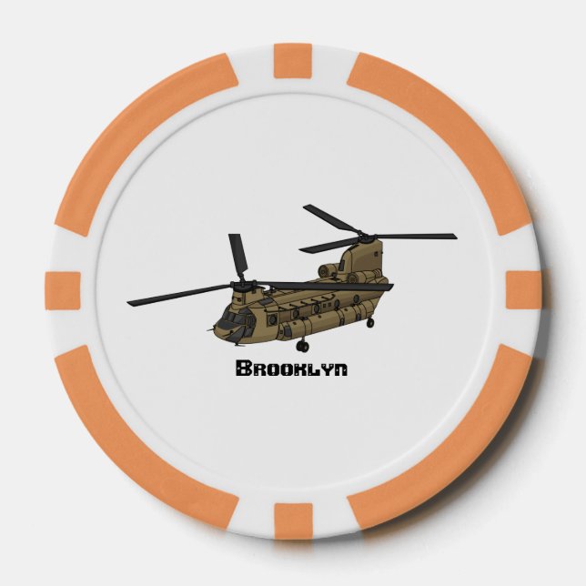 Fichas De Póquer Ilustracion de helicópteros militares de Chinook (Anverso)