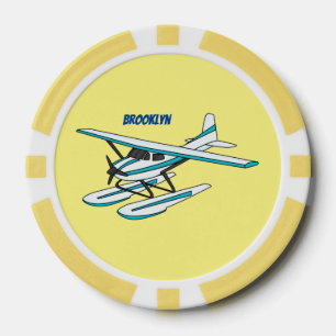 Fichas De Póquer Ilustracion de hidroavión azul blanco