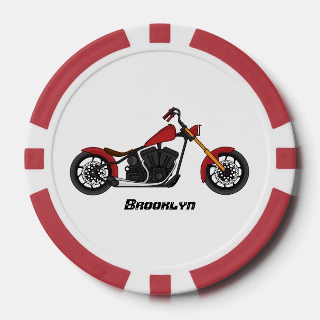 Fichas De Póquer Ilustracion de motocicleta estilo helicóptero (Anverso)
