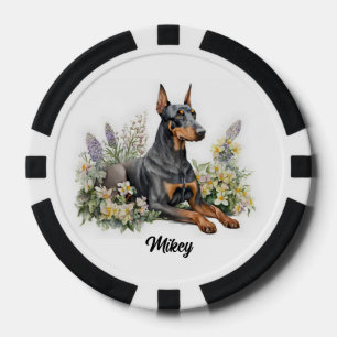 Fichas De Póquer Ilustracion de Perro Cute - Doberman -