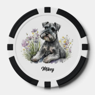 Fichas De Póquer Ilustracion de Perro Cuto - Schnauzer -