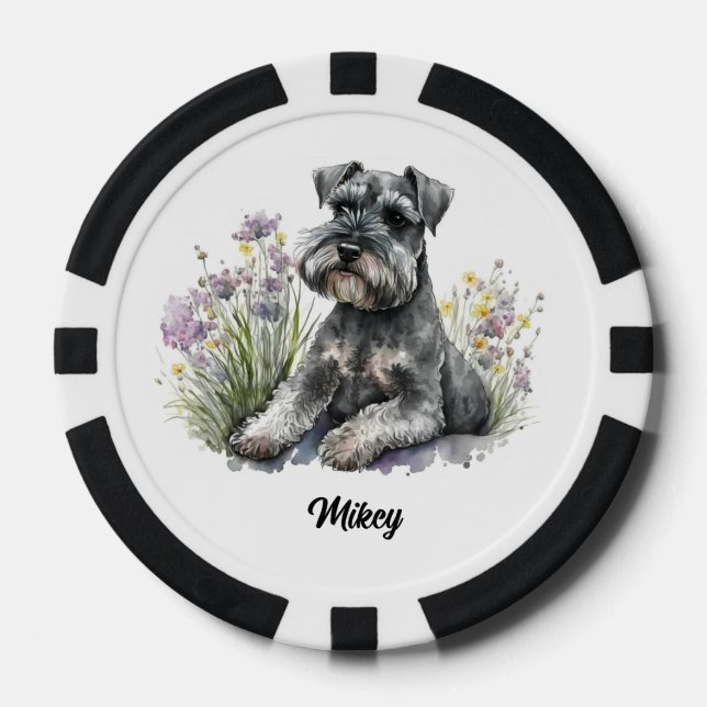 Fichas De Póquer Ilustracion de Perro Cuto - Schnauzer - (Anverso)