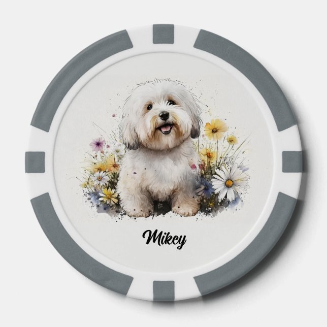 Fichas De Póquer Ilustración de perro lindo - Coton de Tulear (Anverso)