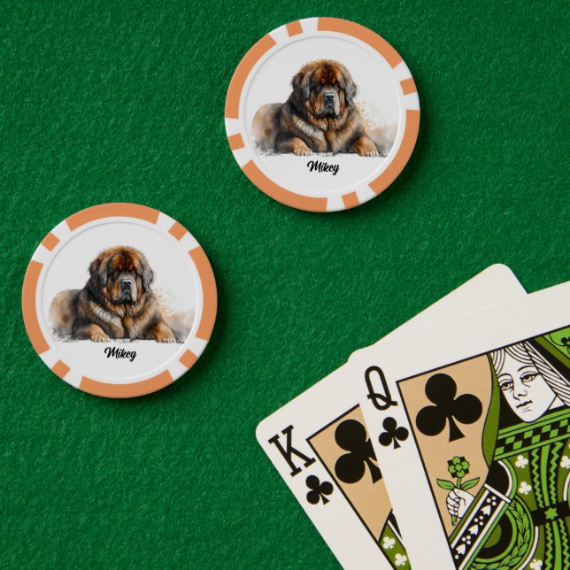 Fichas De Póquer Ilustración de perro lindo - Mastiff  (Mesa de Poker (Doble))